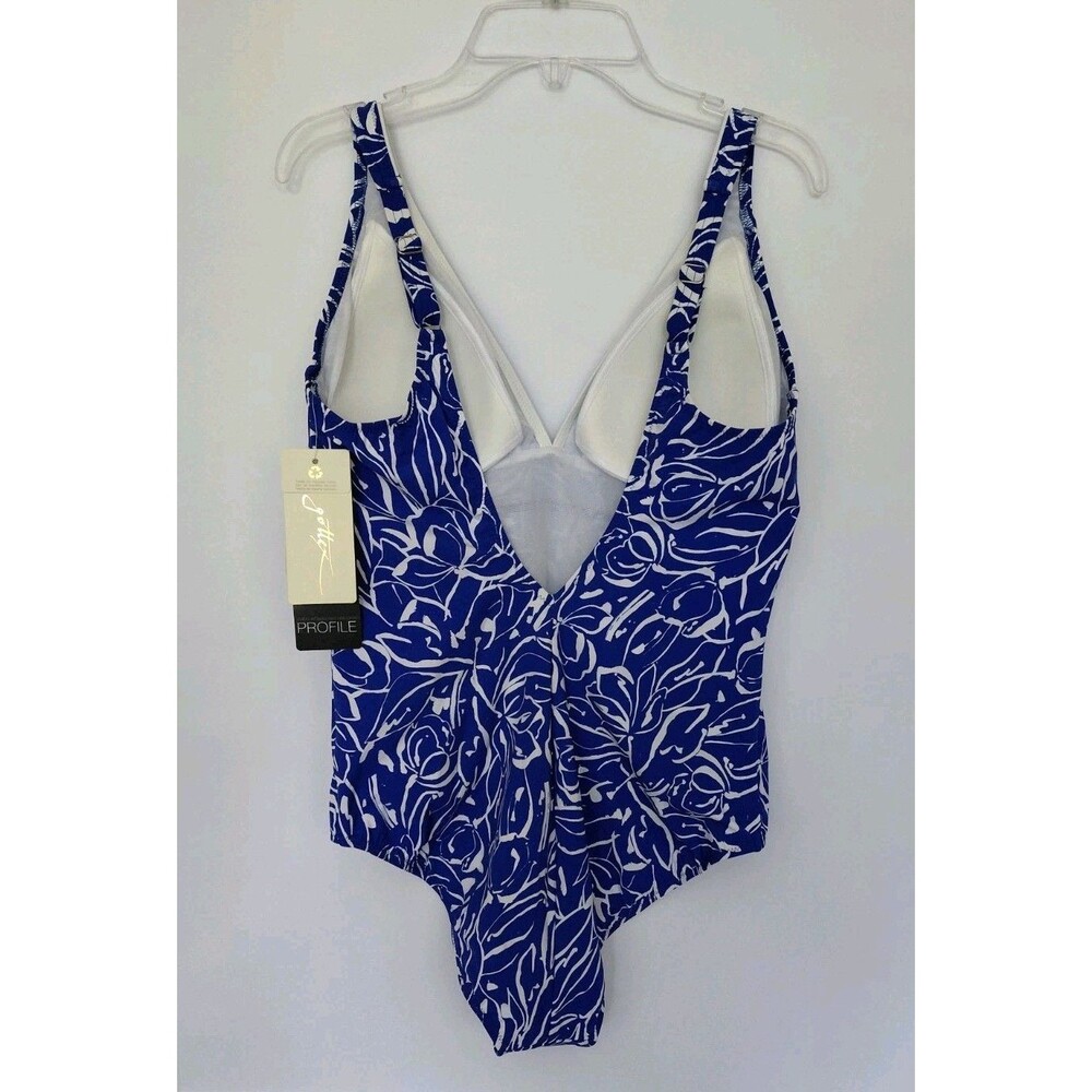 Gottex Profile Royal Blue/White One-Piece Swimsuit Size US 10 NWT - Picture 3 of 6